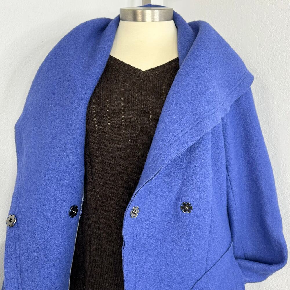 Vintage Blue Wool Blend Shawl Coat Snap Closure Size 18 Forecaster of Boston - Picture 3 of 10